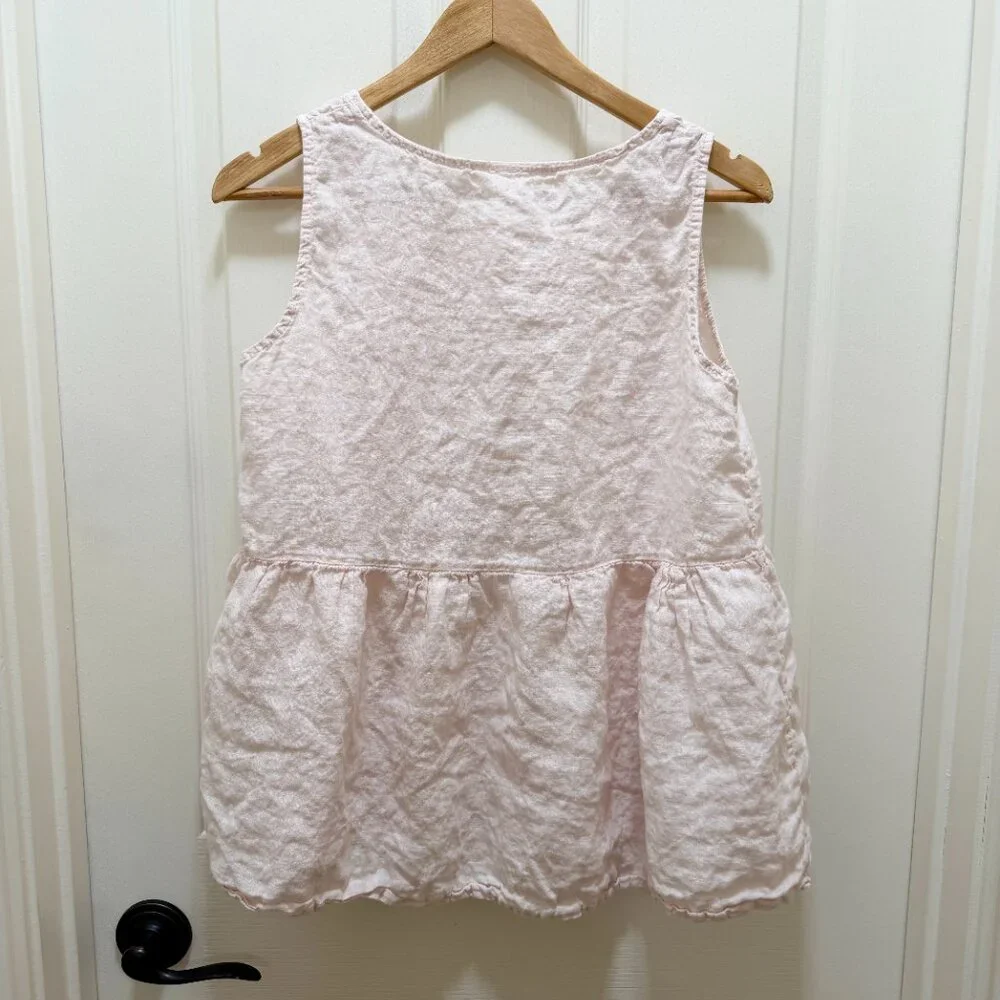 Francesca Bettini Italian Linen Top Size S Soft Pink Sleeveless Peplum Hem Boho - Picture 7 of 8